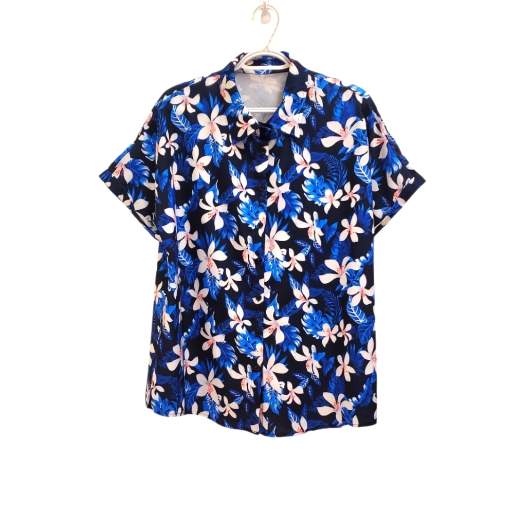 Lomon Floral Blue Hawaiian Shirt